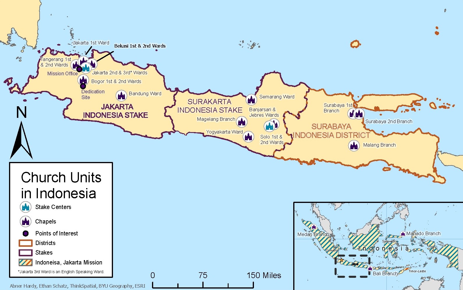 LDS Church sites in Indonesia map